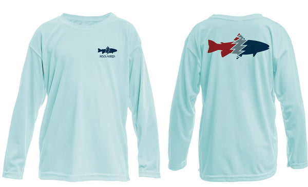 Kids Long Sleeve Performance Sun Shirt- Trout Toddler / Icy Blue