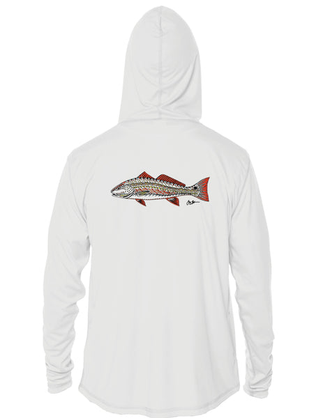 Hooded Long Sleeve Performance Sun Shirt - Funky Redfish