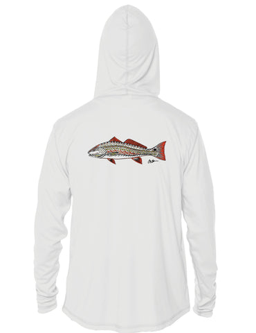 Hooded Long Sleeve Performance Sun Shirt - Funky Redfish