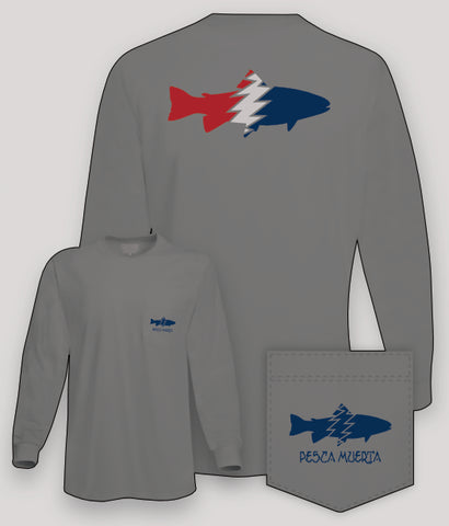 Long Sleeve Pocket T-Shirt - Pesca Muerta Trout Logo
