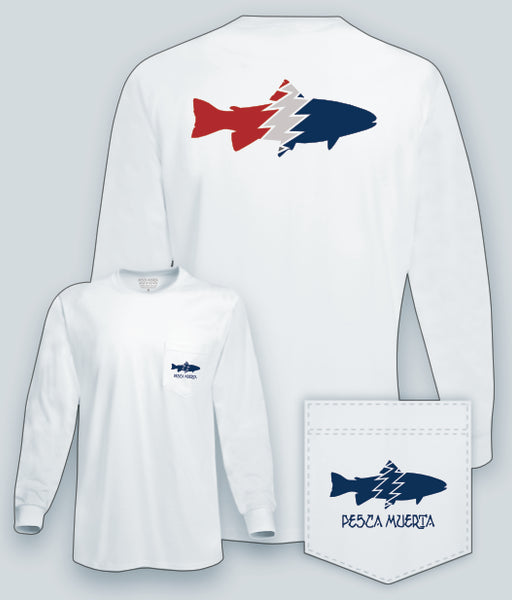 Long Sleeve Pocket T-Shirt - Pesca Muerta Trout Logo